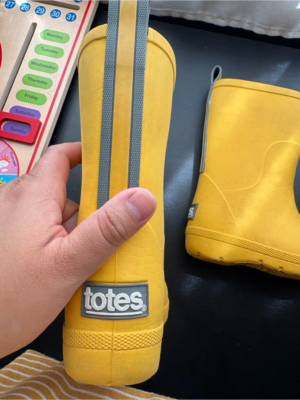 Totes yellow rain boots